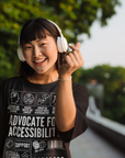 Advocate for Accessibility Graphic T-Shirt Disability Pride Black Oversize Deep Drop Shoulder Tee Oversize Deep Drop Shoulder Tee - 190 GSM
