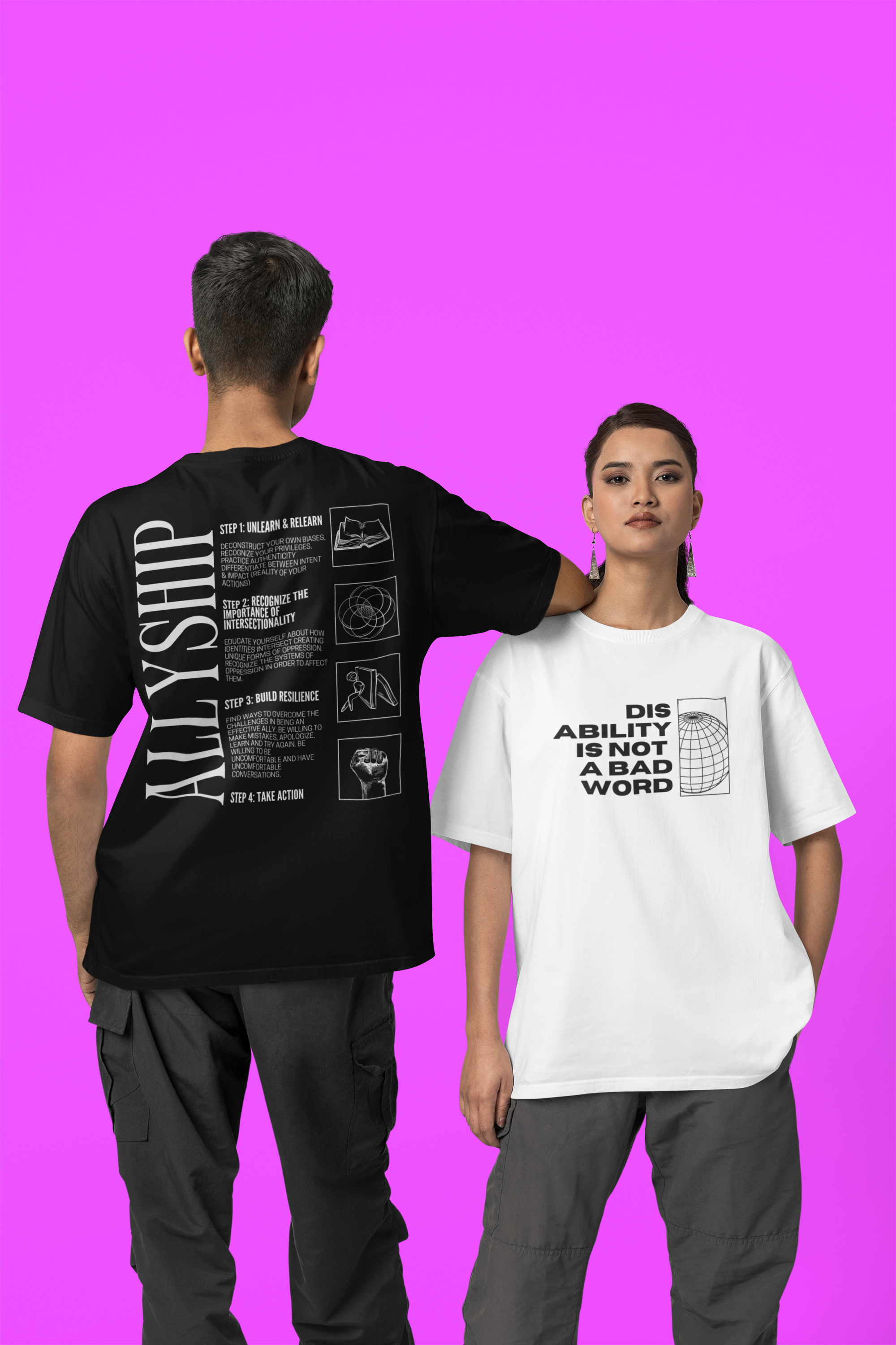 Disability is not a bad word Graphic Tee Disability Pride Oversize Deep Drop Shoulder Tee Oversize Deep Drop Shoulder Tee - 190 GSM