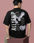 Allyship Graphic Tee Chrome Heart on Black Oversize Deep Drop Shoulder Tee Oversize Deep Drop Shoulder Tee - 190 GSM