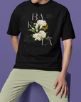 Baklâ Beautifully Effeminate Filipino Bakla Queer Pride Shirt Vintage Flowers on front of Black Oversize Deep Drop Shoulder Tee Oversize Deep Drop Shoulder Tee - 190 GSM