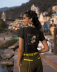 Bisexual+ Pride Shirt Black with Vintage Flower Design Subtle but Proud. Relaxed Fit T-shirt Relaxed Fit T-Shirt