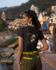 Bisexual+ Pride Shirt Black with Vintage Flower Design Subtle but Proud. Relaxed Fit T-shirt