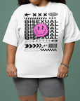 Camiseta de orgullo bisexual estilo streetwear en la parte delantera de una camiseta blanca de gran tamaño con hombros caídos - 190 g/m²