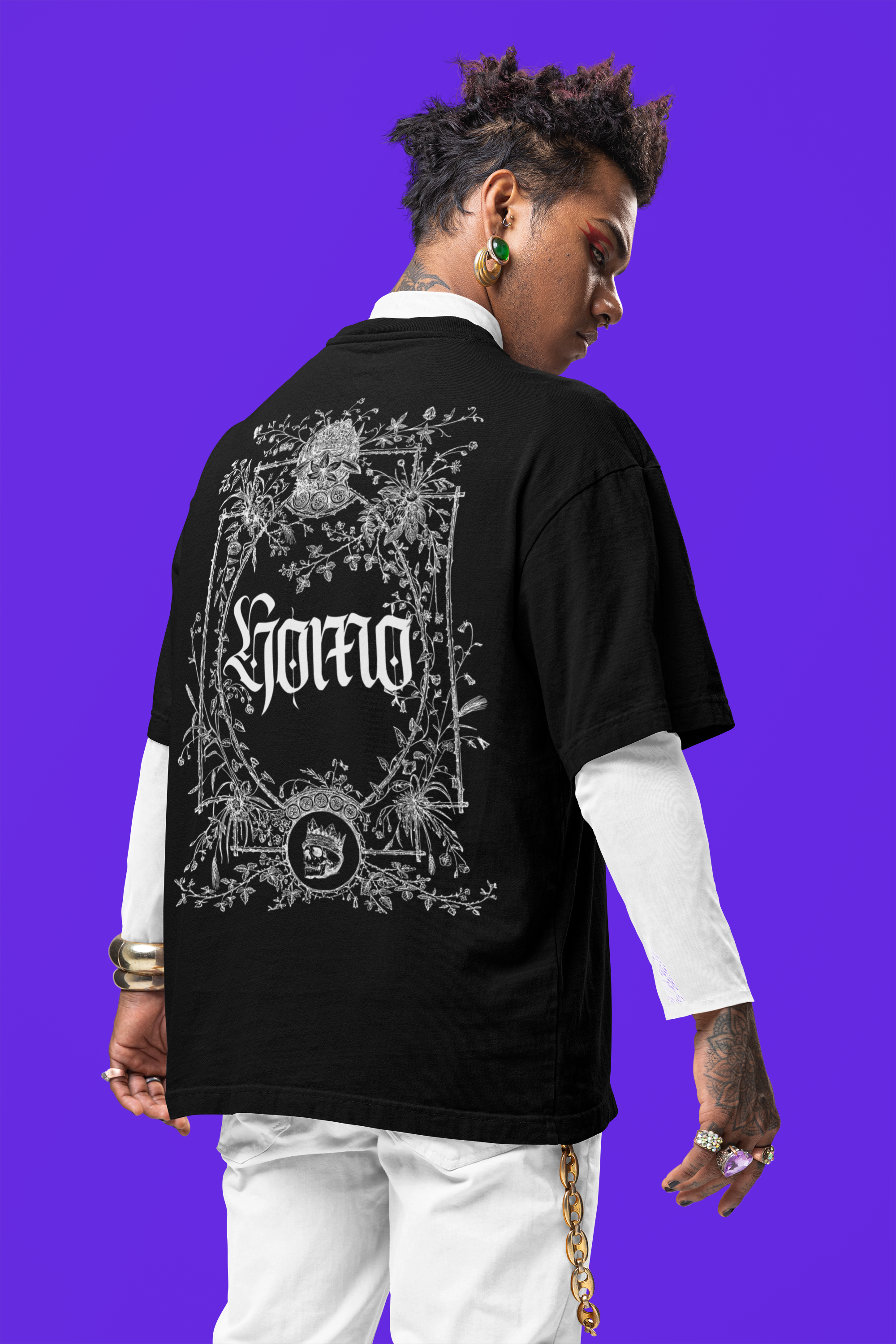 Homosexual Gothic Pride T-Shirt Memento Mori Oversize Deep Drop Shoulder Tee Oversize Deep Drop Shoulder Tee - 190 GSM