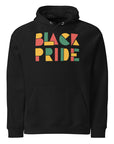 Black Pride Hoodie Red Green and Yellow Geometric Design on Black Eco Friendly Raglan Hoodie Eco Raglan Hoodie