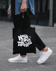 Nova Edge Threads Groovy Typography Streetwear that Gives on Black Eco Tote Bag Eco Tote