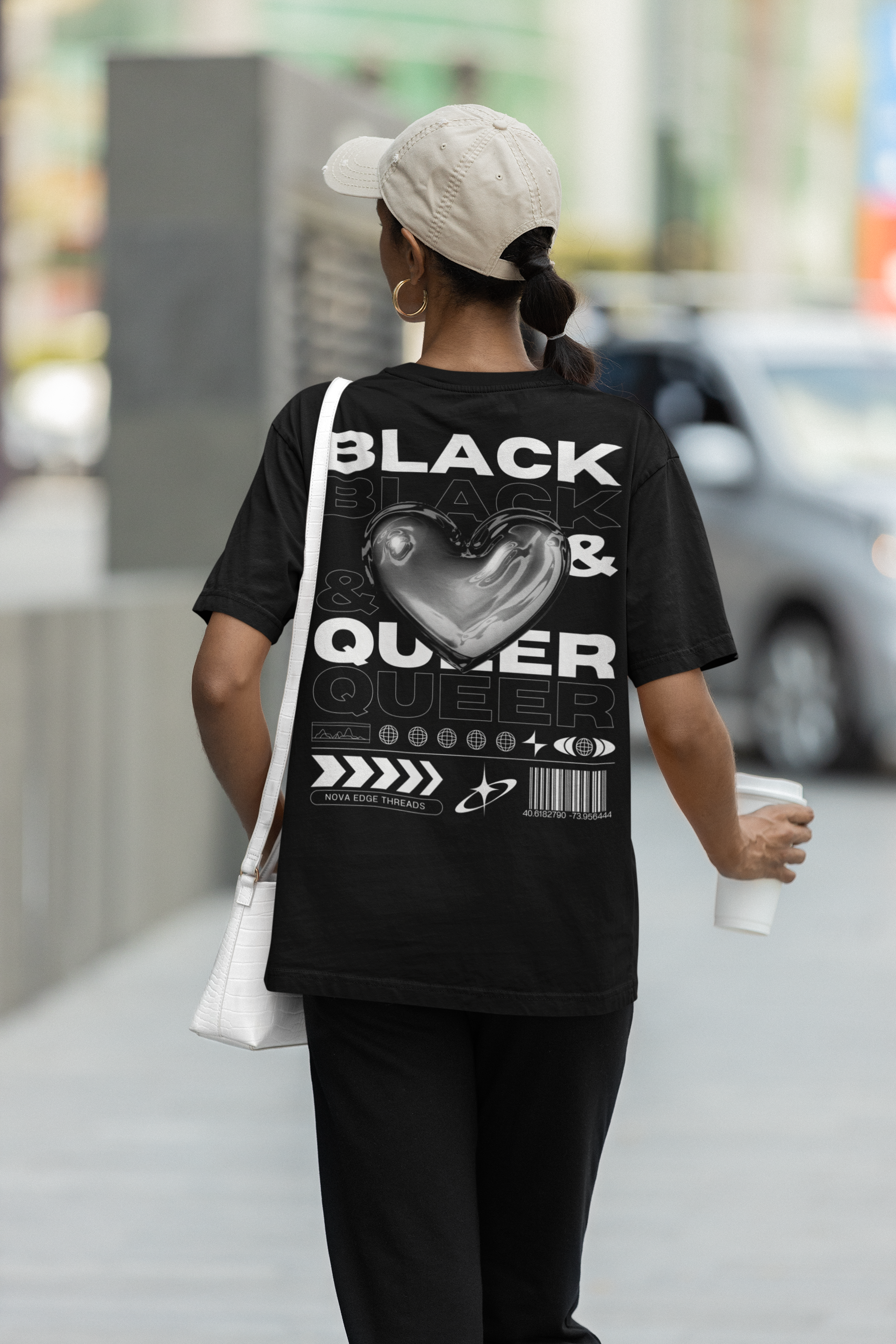 Chrome Heart Black and Queer Pride Shirt Graphic Tee Black Acid Wash Oversize T-Shirt Acid Wash Oversize T-Shirt