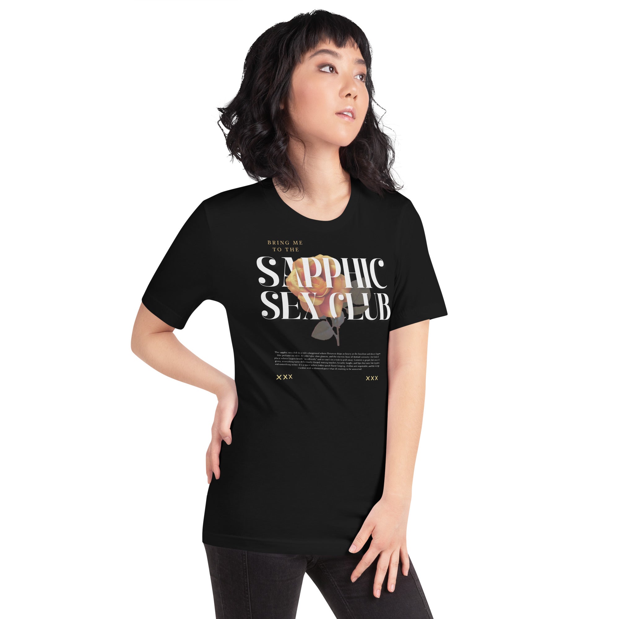 Sapphic Sex Club Graphic Tee Lesbian Pride T-Shirt Black Relaxed Fit T-Shirt Relaxed Fit T-Shirt