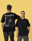 Unapologetically Brown Gay Pride Japanese Streetwear Style on back of Black Oversize Deep Drop Shoulder Tee - 190 GSM Oversize Deep Drop Shoulder Tee - 190 GSM