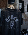 Queer Pride Punk Tattoo Inspired Design on front of Black See-through Boxy Net T-shirt See-through Boxy Net T-Shirt