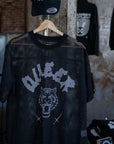 Queer Pride Punk Tattoo Inspired Design on front of Black See-through Boxy Net T-shirt See-through Boxy Net T-Shirt
