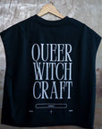 Queer Witchcraft Unholy Lesbian Pride on back of Black French Terry Boxy Tank Top French Terry Boxy Tank Top