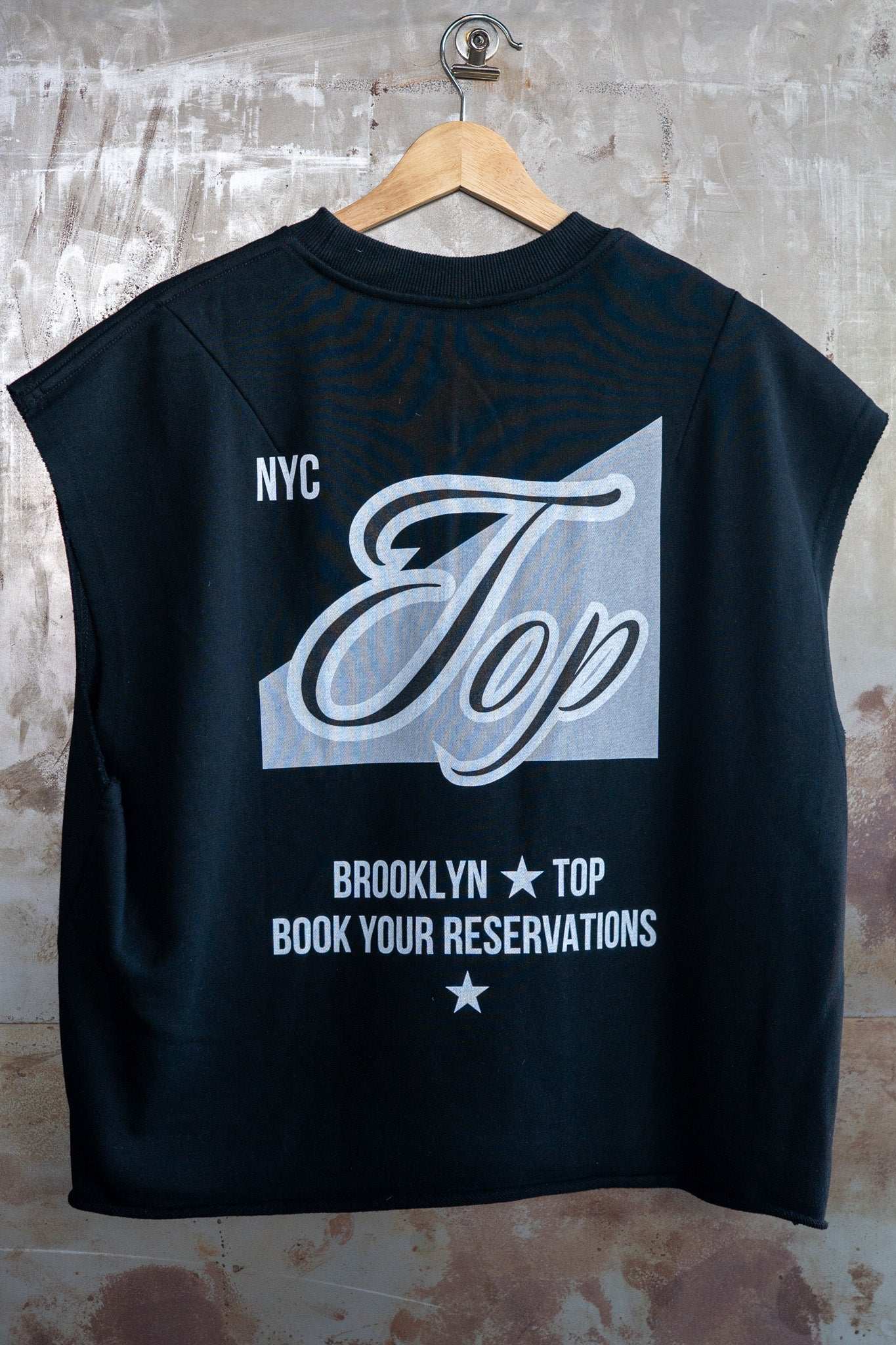 NYC Top Brooklyn Gay Pride Trans Pride on back of Black French Terry Boxy Tank Top French Terry Boxy Tank Top