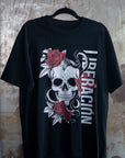 Liberación Skull & Roses Graphic Tee front of Black Oversize Deep Drop Shoulder Tee Oversize Deep Drop Shoulder Tee - 190 GSM