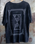 Tarot Card Inspired Celestial Design on Black Oversize Deep Drop Shoulder Tee Oversize Deep Drop Shoulder Tee - 190 GSM