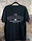 Top Challenger Non Binary Division on back of Black Oversize Deep Drop Shoulder Tee Oversize Deep Drop Shoulder Tee - 190 GSM