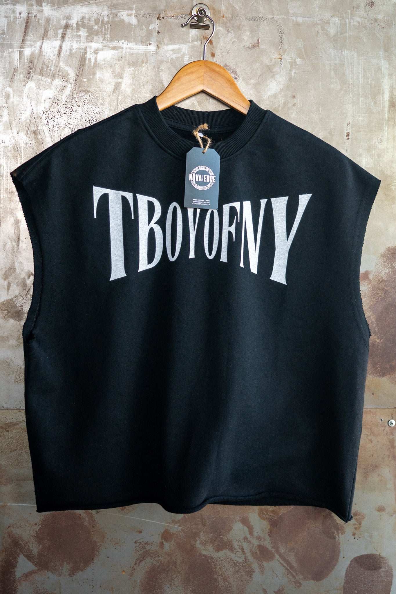 T Boy of NY Boxing Aesthetic front of Black French Terry Boxy Tank Top French Terry Boxy Tank Top