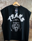 Trans Dude of NY Punk Design on front of Black French Terry Boxy Tank Top French Terry Boxy Tank Top