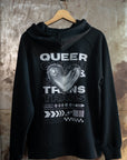 Queer & Trans Pride Sweatshirt Chrome Heart Black Eco raglan hoodie Eco Raglan Hoodie