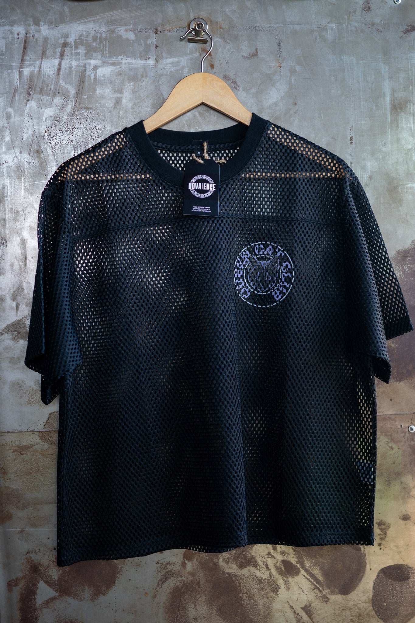 Queer Cat Club Queer Pride on Black Mesh Tee See-through Boxy Net T-shirt See-through Boxy Net T-Shirt