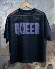 Queer Cat Club Queer Pride on Black Mesh Tee See-through Boxy Net T-shirt See-through Boxy Net T-Shirt