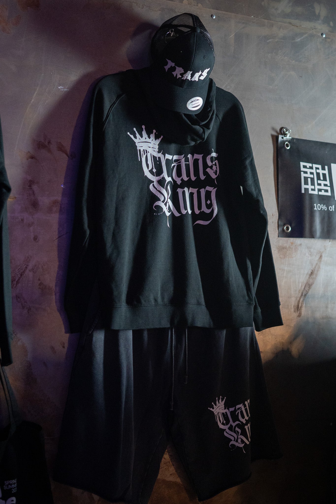 Trans King with a Crown Spray Paint Graffiti Style Hoodie Trans Pride Eco Raglan Hoodie Eco Raglan Hoodie