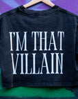 I'm That Villain Minimal Front Design Queer, Trans & Disability Pride Snow Washed Crop Top