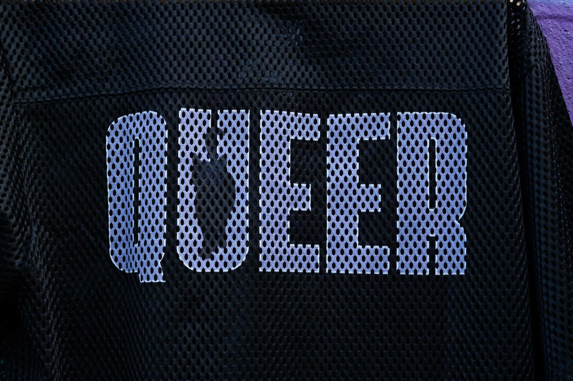 Queer Cat Club Queer Pride on Black Mesh Tee See-through Boxy Net T-shirt See-through Boxy Net T-Shirt
