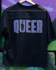 Queer Cat Club Queer Pride on Black Mesh Tee See-through Boxy Net T-shirt See-through Boxy Net T-Shirt