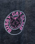 Bussy Cat Club Black and Pink Snow Washed Crop Top