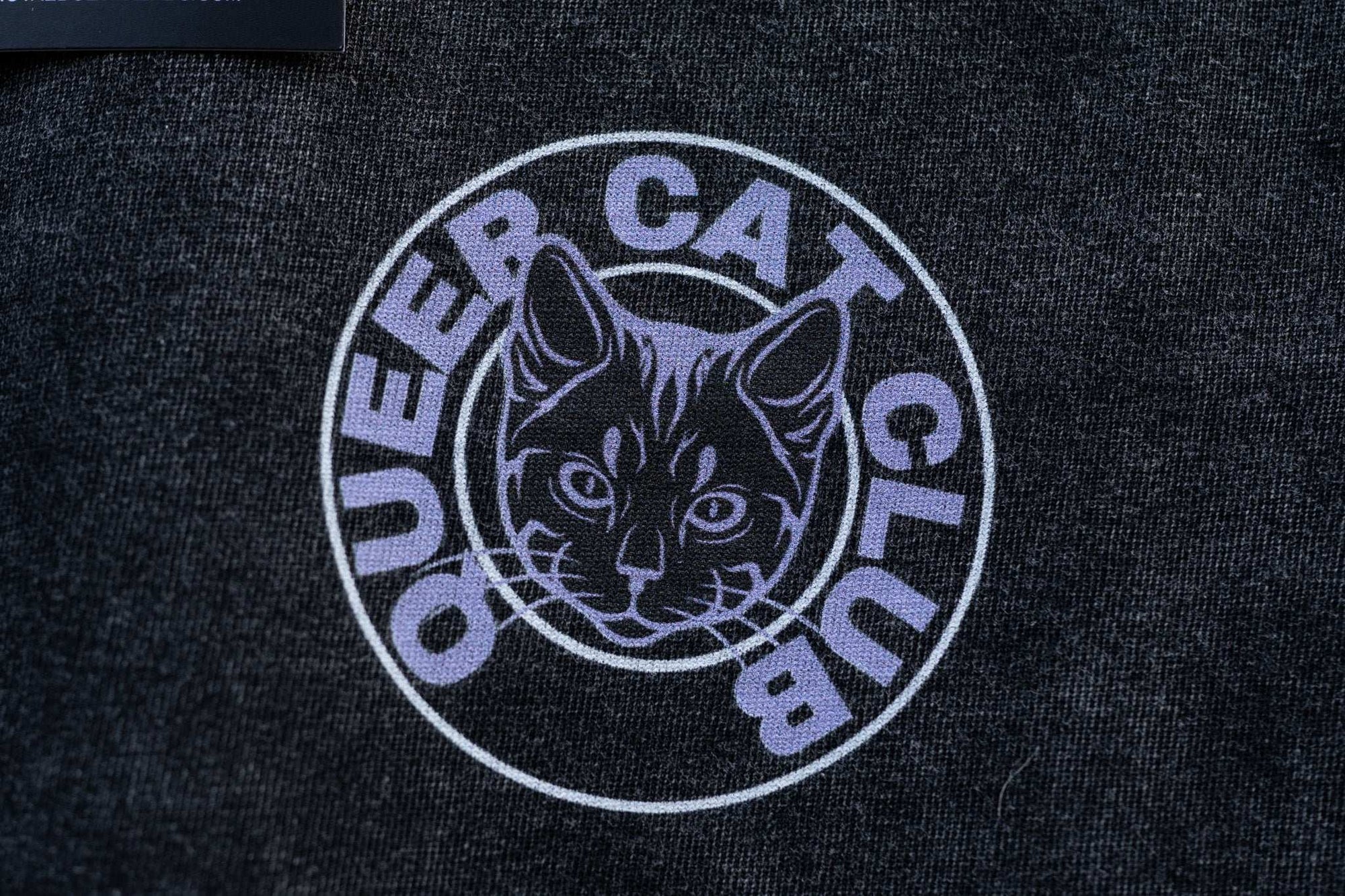 Queer Cat Club Queer Pride Lavender Text on Snow Washed Crop Top Snow Washed Crop Top