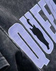Queer Cat Club Queer Pride Lavender Text on Snow Washed Crop Top Snow Washed Crop Top