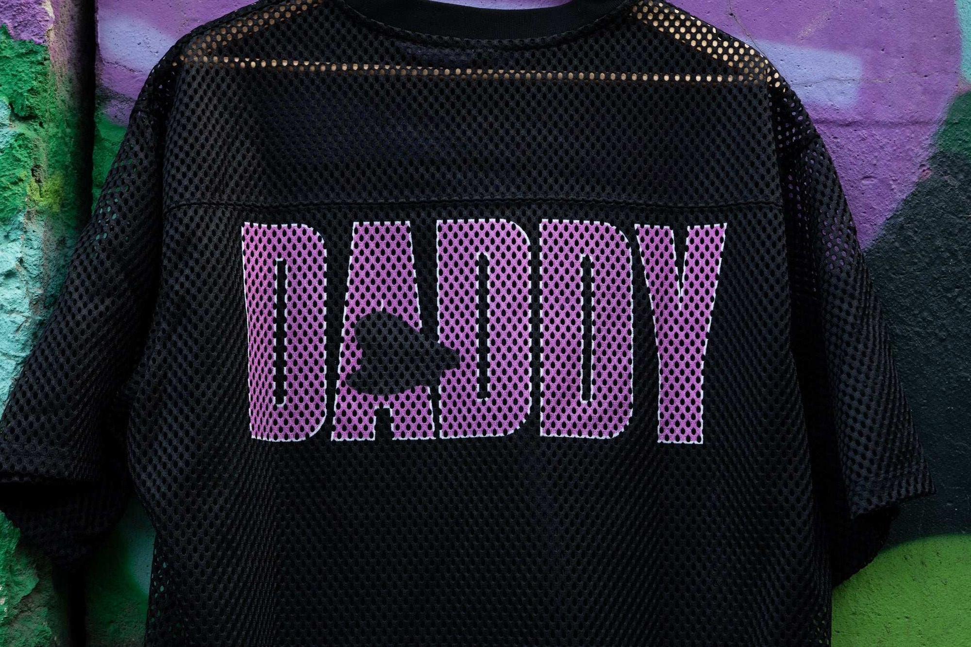 Daddy Dom Club Mesh Tee with Pink Leather Daddy Hat See-through Boxy Net T-shirt See-through Boxy Net T-Shirt