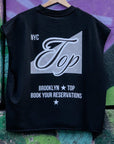 NYC Top Brooklyn Gay Pride Trans Pride on back of Black French Terry Boxy Tank Top French Terry Boxy Tank Top