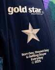 Gold Star T Shirt Born Gay, Stayed Gay Pride T-Shirt Black Oversize Deep Drop Shoulder Tee Oversize Deep Drop Shoulder Tee - 190 GSM