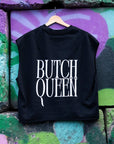 Butch Queen Minimal Punk Aesthetic on back of Black French Terry Boxy Tank Top French Terry Boxy Tank Top