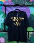 Rebellion is in my Roots Pride T-Shirt Protest Streetwear Black Oversize Deep Drop Shoulder Tee Oversize Deep Drop Shoulder Tee - 190 GSM