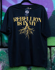 Rebellion is in my Roots Pride T-Shirt Protest Streetwear Black Oversize Deep Drop Shoulder Tee Oversize Deep Drop Shoulder Tee - 190 GSM