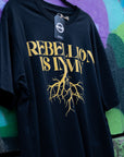 Rebellion is in my Roots Pride T-Shirt Protest Streetwear Black Oversize Deep Drop Shoulder Tee Oversize Deep Drop Shoulder Tee - 190 GSM