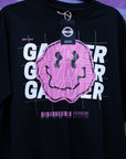 Gaymer Graphic Tee Pink Smiley Gay Pride T-Shirt Black Oversize Deep Drop Shoulder Tee Oversize Deep Drop Shoulder Tee - 190 GSM