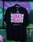 Gaymer Graphic Tee Pink Smiley Gay Pride T-Shirt Black Oversize Deep Drop Shoulder Tee Oversize Deep Drop Shoulder Tee - 190 GSM