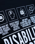 Disability Allyship Graphic Tee on back of Black Oversize Deep Drop Shoulder Tee Oversize Deep Drop Shoulder Tee - 190 GSM