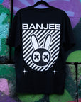 Banjee T-shirt Mad Rabbit Style Hip Hop Street Swagger on back of Black Oversize Deep Drop Shoulder Tee Oversize Deep Drop Shoulder Tee - 190 GSM