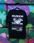 Queer & Trans Pride Chrome Heart Streetwear-Inspired Back Design on Oversize Tee Oversize Deep Drop Shoulder Tee - 190 GSM