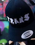 Trans Pride Punk Lettering Embroidered on Black Retro Trucker Cap Retro Trucker Hat