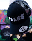 Trans Pride Punk Lettering Embroidered on Black Retro Trucker Cap Retro Trucker Hat