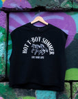 Hot T-Boy Summer Trans Pride on front of Black French Terry Boxy Tank Top French Terry Boxy Tank Top