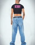 Bussy Cat Club Crop Top Cute Pride Shirt Bussy Jersey Style Black Baby Tee Seamless T-Shirt Baby Tee Seamless Tee