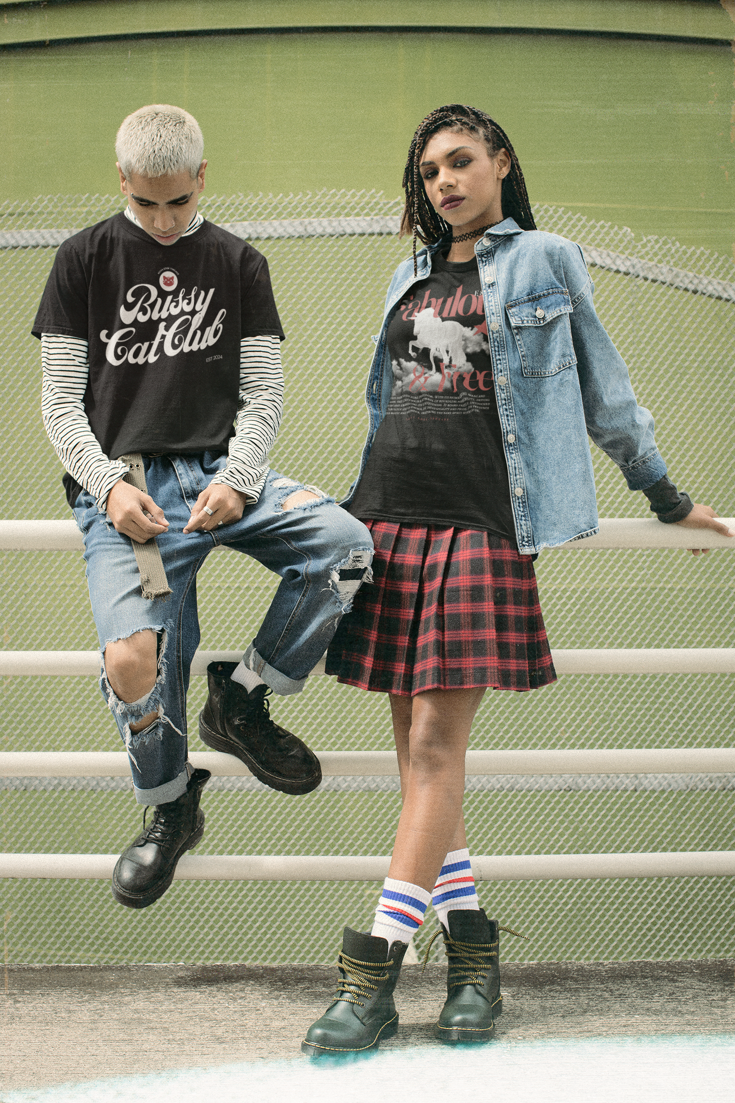 Bussy Cat Club T-Shirt Cute Trans Pride Gay Pride Shirt on Black Acid Wash Oversize T-Shirt Acid Wash Oversize T-Shirt