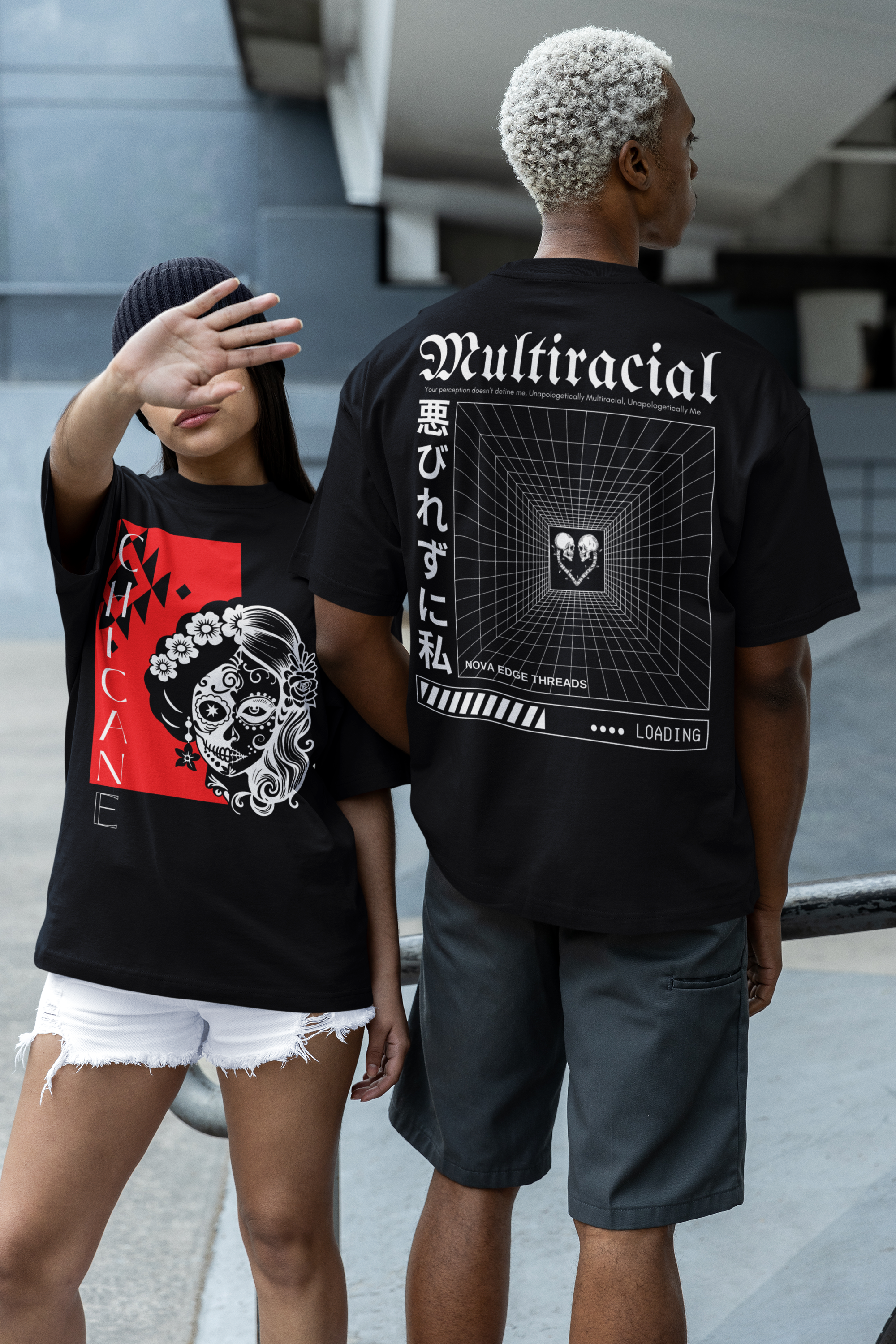 Unapologetically Multiracial Pride T-Shirt Japanese Streetwear Style Black Oversize Deep Drop Shoulder Tee Oversize Deep Drop Shoulder Tee - 190 GSM